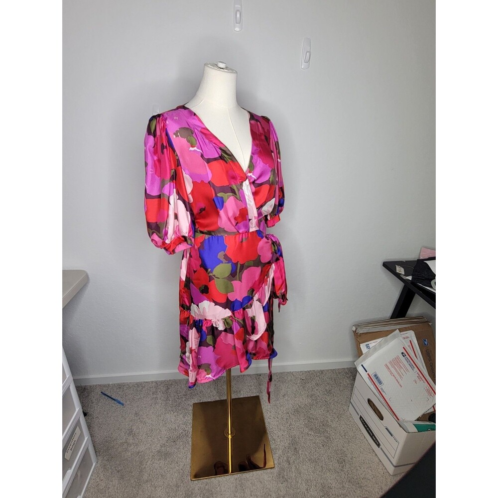 Sara Roka Italy Eldera 57 Silk Dress Size IT 42 True Wrap Peony Mini US S/M - Picture 9 of 14